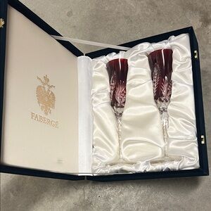 Faberge Red Crystal Champagne Flutes